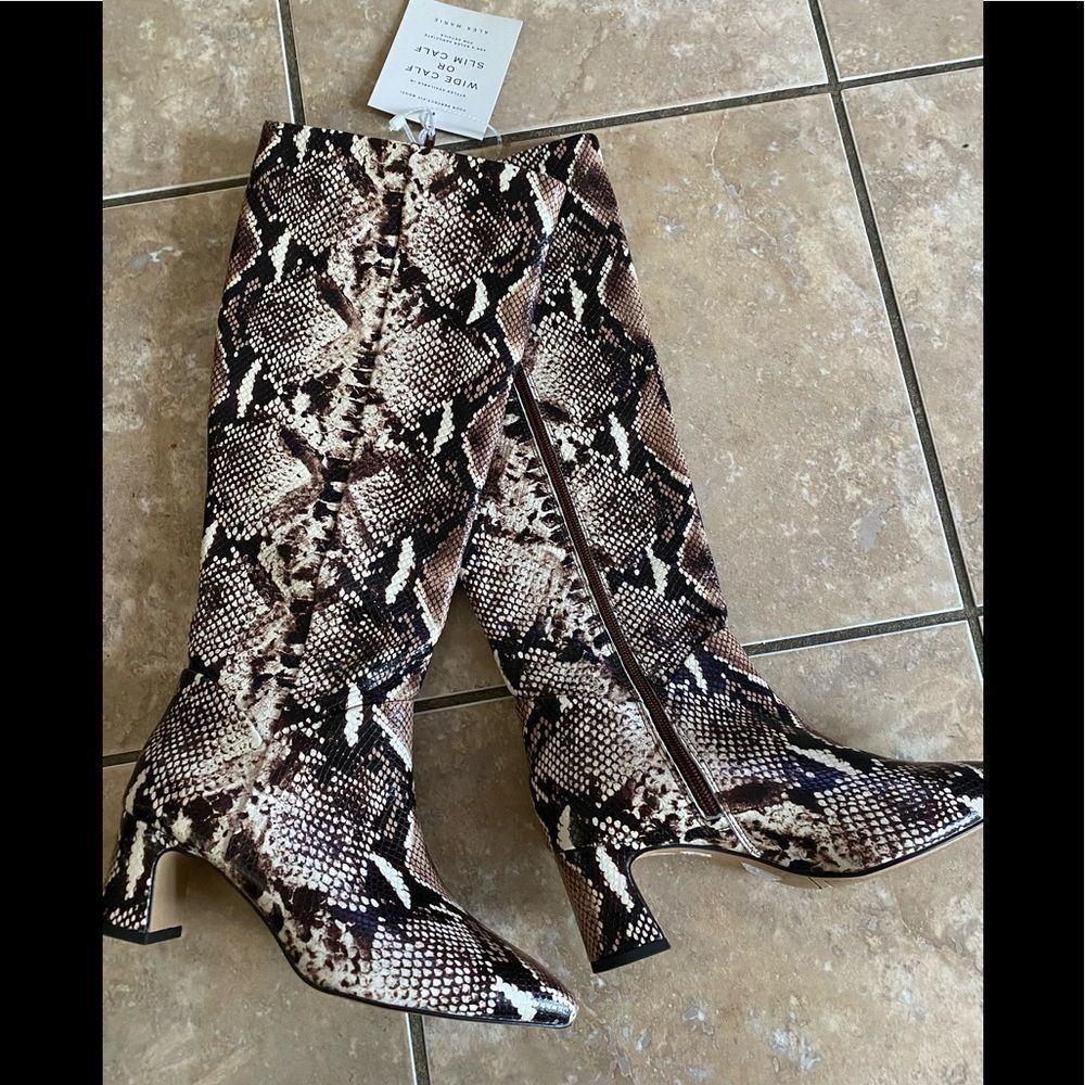 ALEX MARIE 6.5 Leather Snake Print Boots